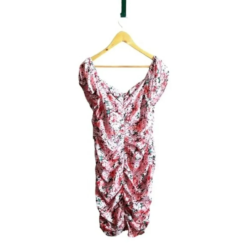 SHEIN Curve All Over Floral Print Lace Up Ruched Dress NWOT Size OXL 4 0133 - Picture 8 of 10